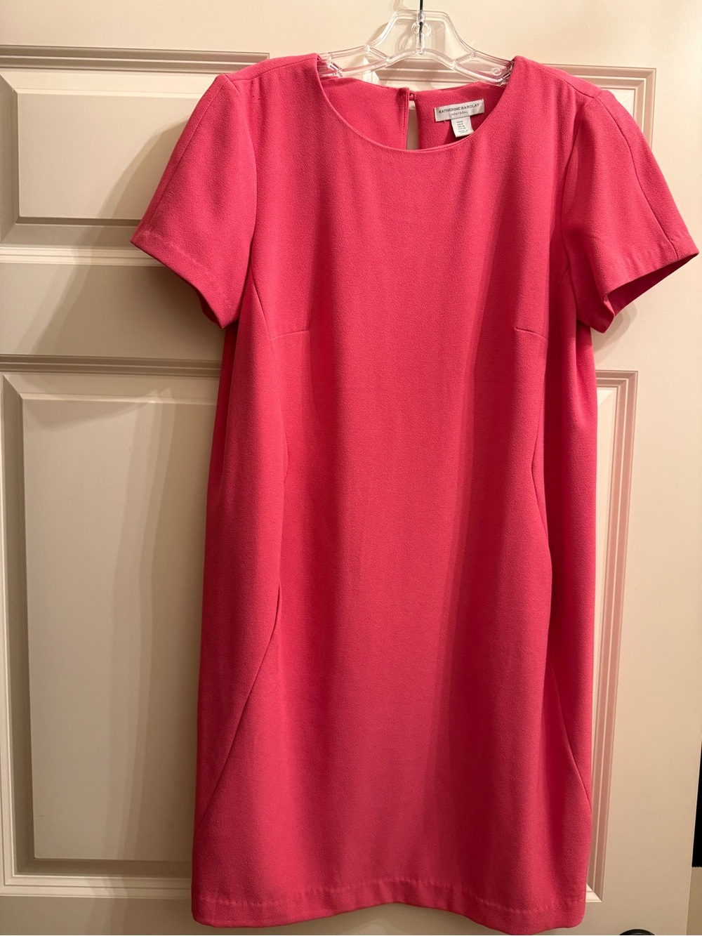 Katherine Barclay Hot Pink Short-Sleeve crepe Sheath Dress